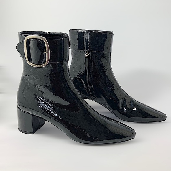 SAINT LAURENT Joplin Buckled Patent-Leather Ankle Boots Size 39/ US 8 - Picture 6 of 14